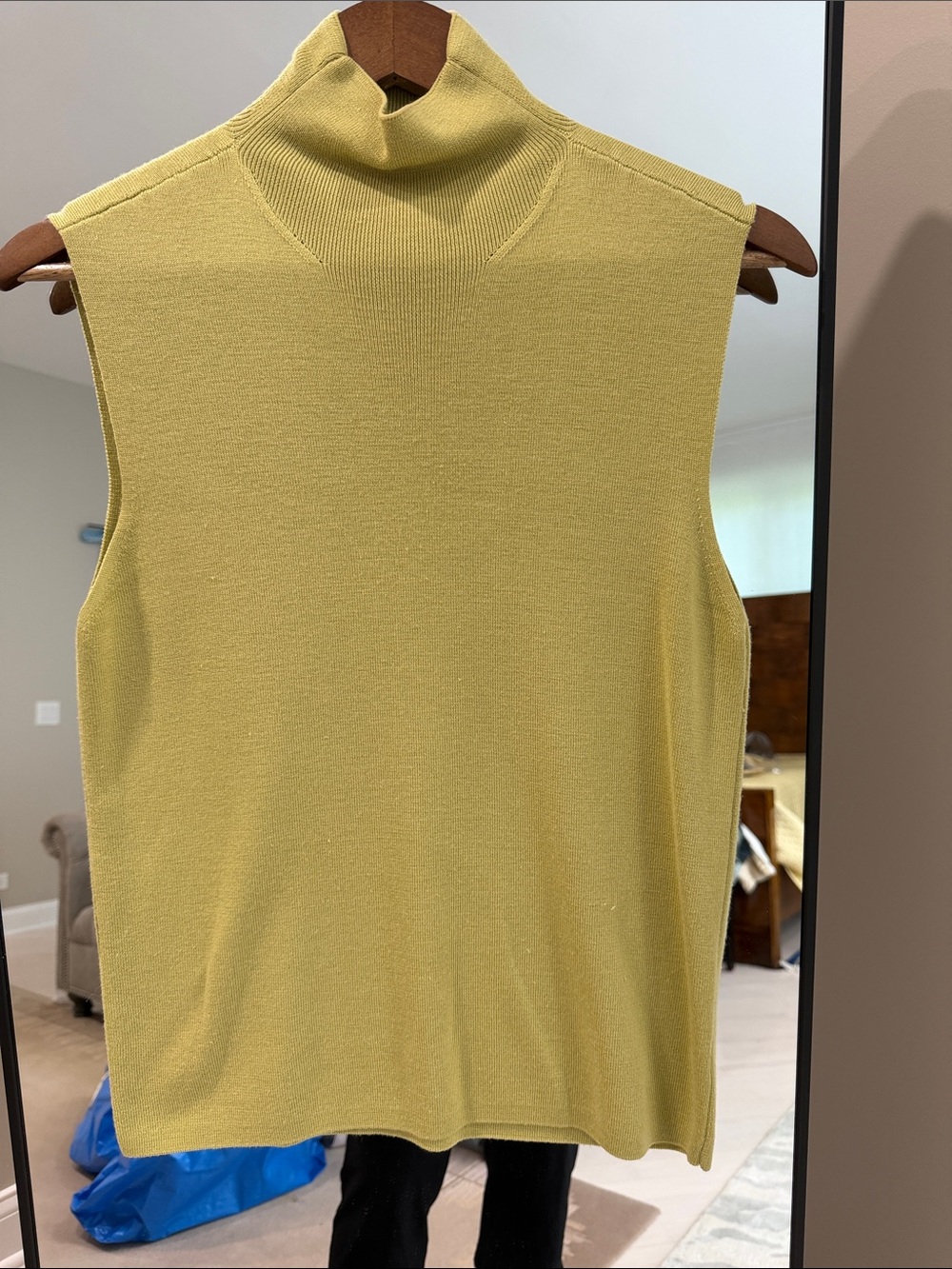 Linda Allard Ellen Tracy Sleeveless Turtleneck Top in Light Yellow/green